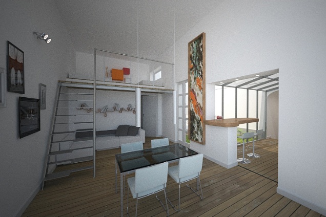 zona Soggiorno con soppalco 