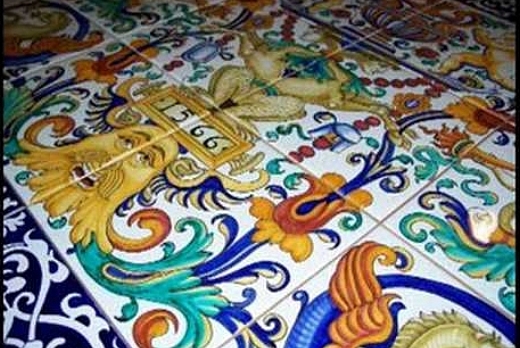 riproduzione pavimento maiolicato della Cappella Baglioni di Spello (Perugia)