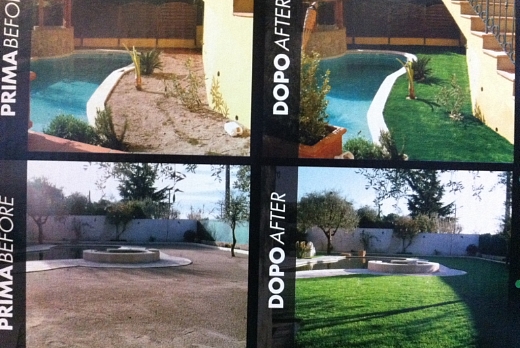 prima e dopo la posa del materiale