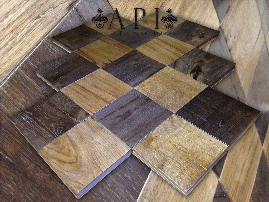 A P I - Antichi Pavimenti Italiani - Pavimento in legno antico a dama
